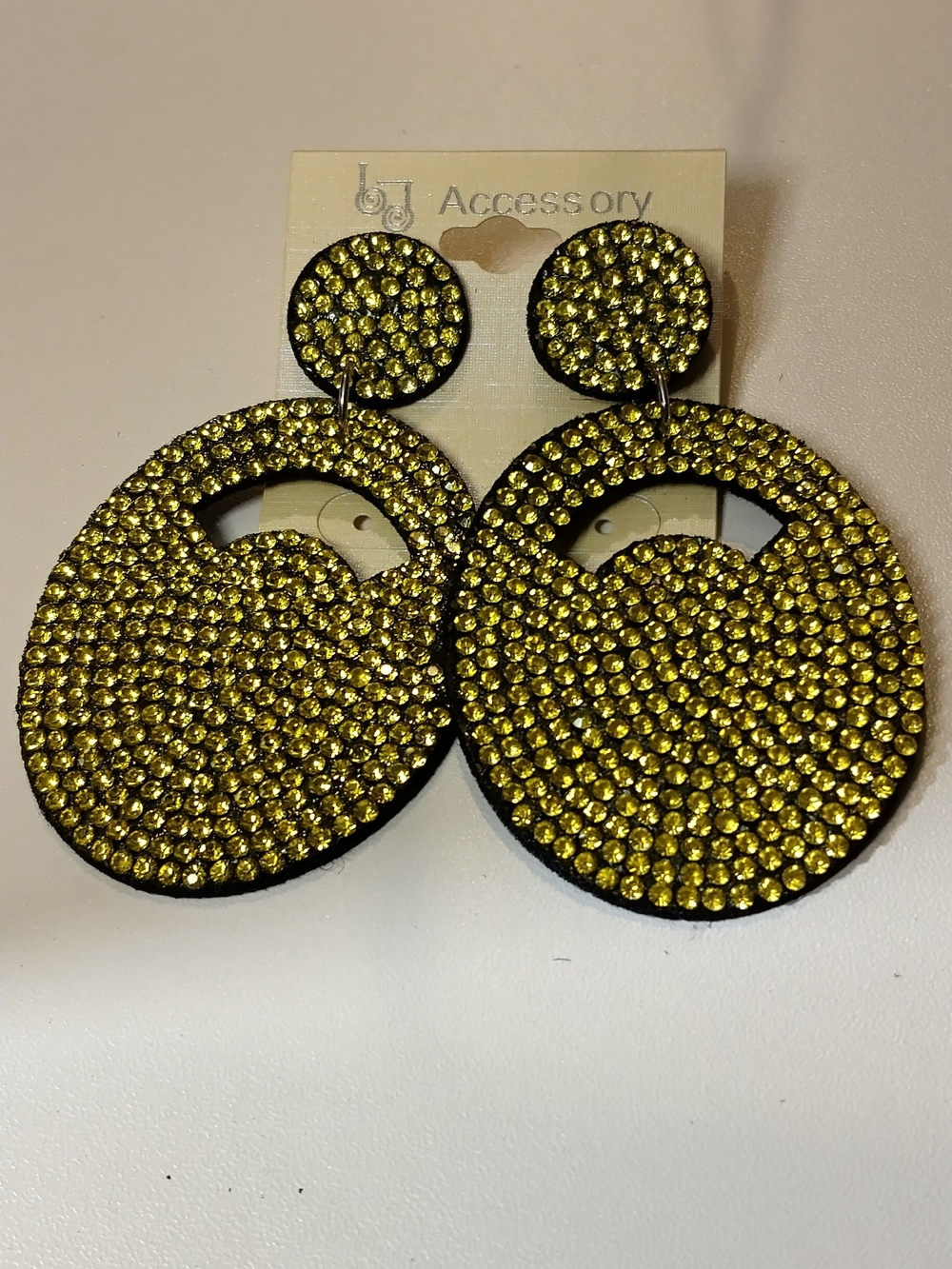 Gold Crystal Round Drop Earrings for Women